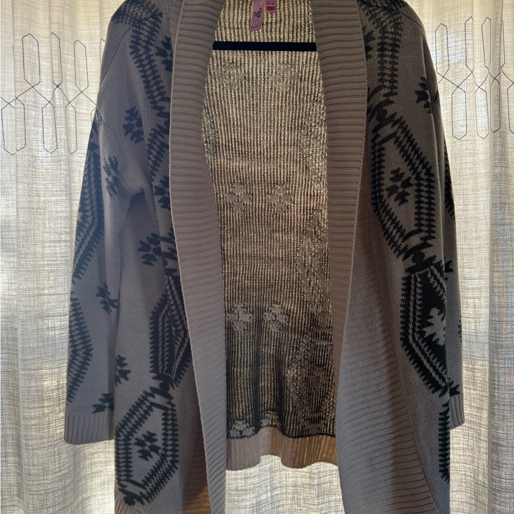 Dolled Up Cardigan Tan & Dark Green Patterned Cardigan